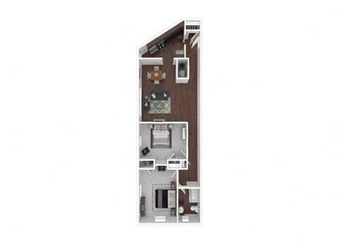 Floor plan for 2 beds, 1 bath, 768 sqft